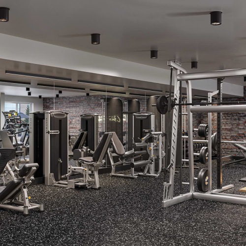 weight training machines in fitness center