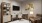 a room with a desk and a tv